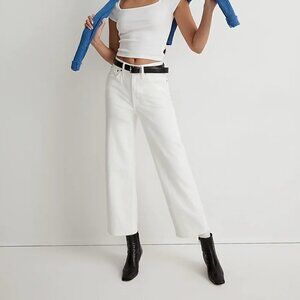 Madewell The Perfect Vintage Wide-Leg Crop High Waist Jeans White Size 30 NWT